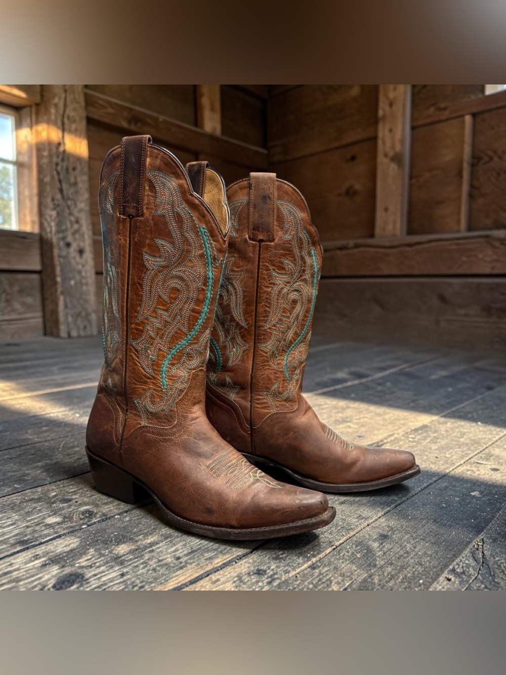 J B DILLON Women's Western Boots Goat Leather Brown Cowgirl Size 7.5